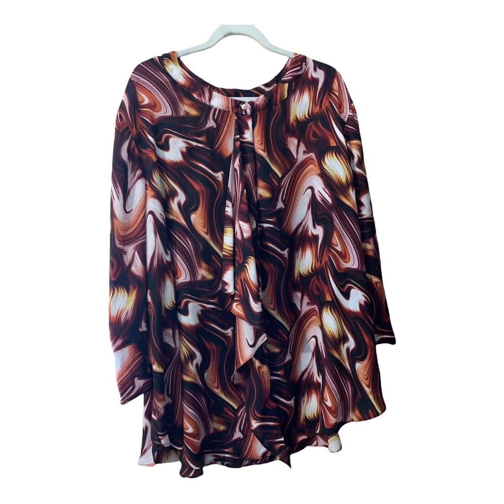 Ashley Stewart Womens Plus Size 26/28 Multicolor Button Front Polyester Blouse